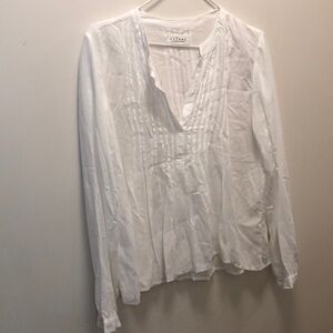 Velvet Brand White Long Sleeve Pleated a-line Blouse
